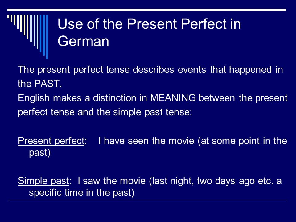 Use of the Present Perfect in German