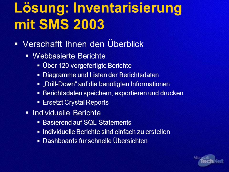 Lösung: Inventarisierung mit SMS 2003