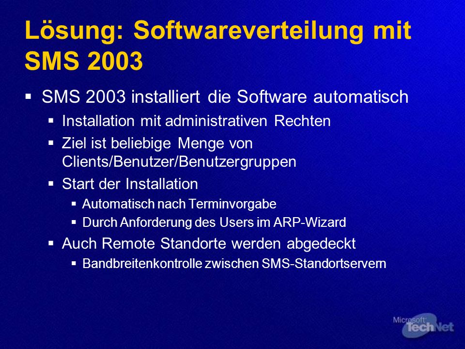 Lösung: Softwareverteilung mit SMS 2003