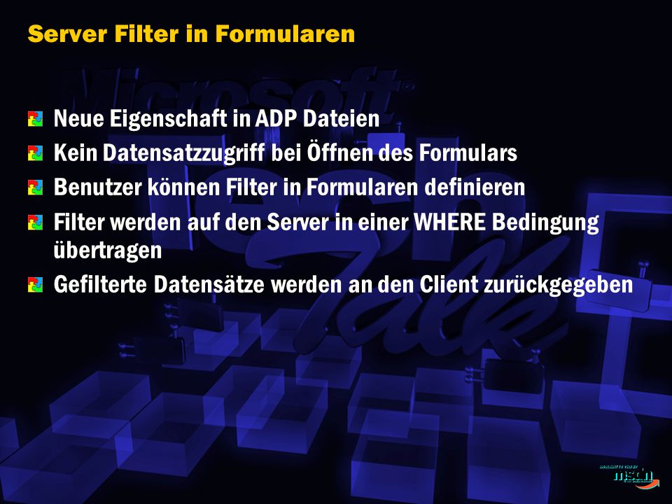 Server Filter in Formularen