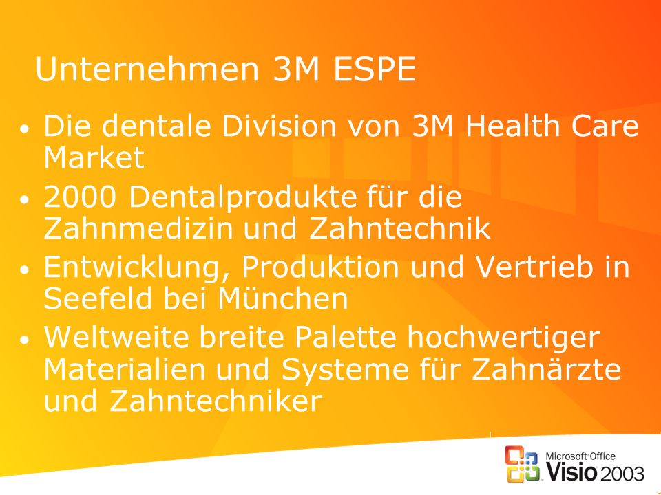 Unternehmen 3M ESPE Die dentale Division von 3M Health Care Market