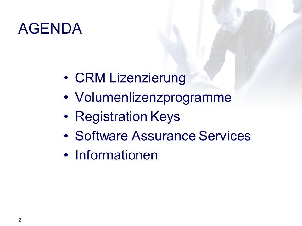 AGENDA CRM Lizenzierung Volumenlizenzprogramme Registration Keys