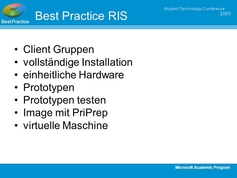 Best Practice RIS Client Gruppen vollständige Installation