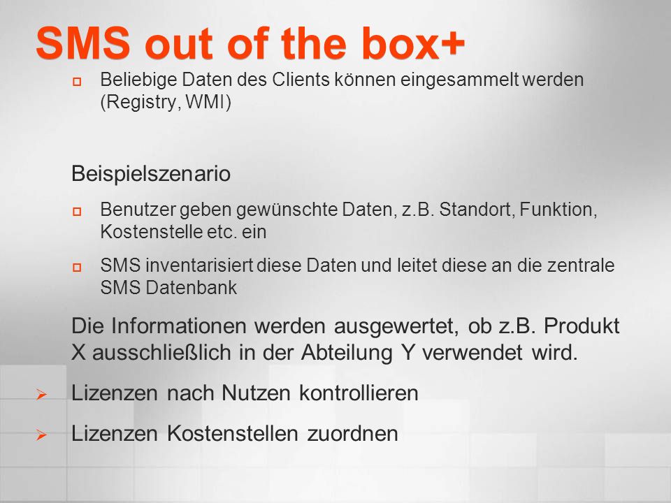 SMS out of the box+ Beispielszenario