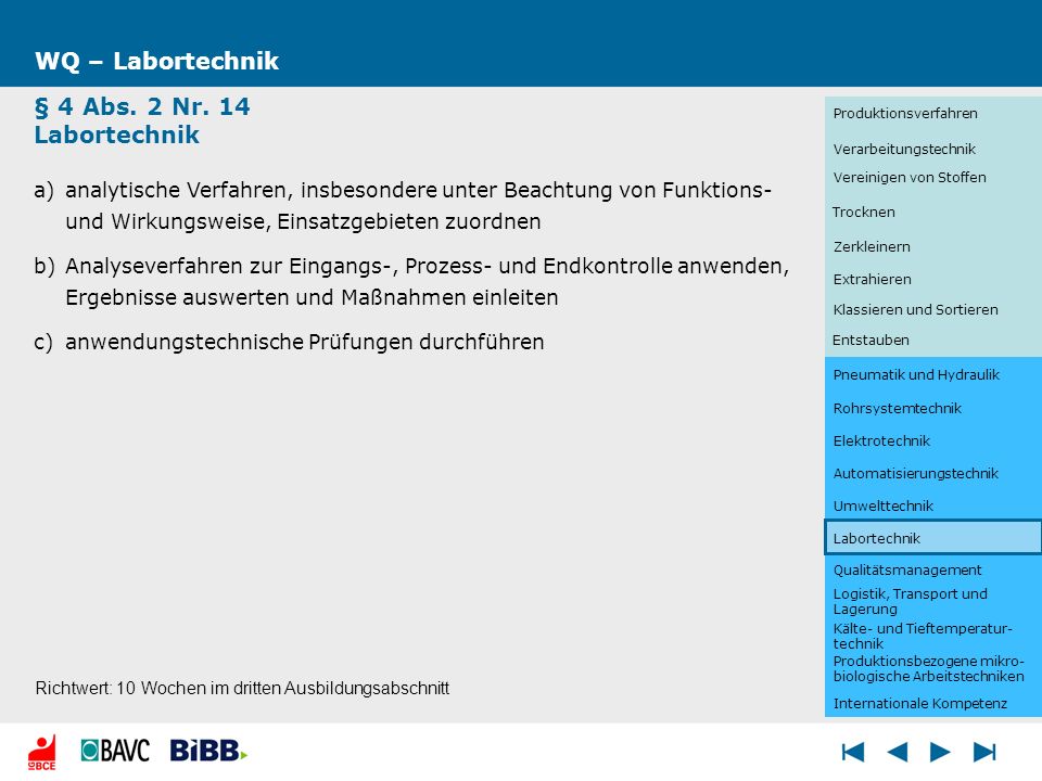 WQ – Labortechnik § 4 Abs. 2 Nr. 14 Labortechnik