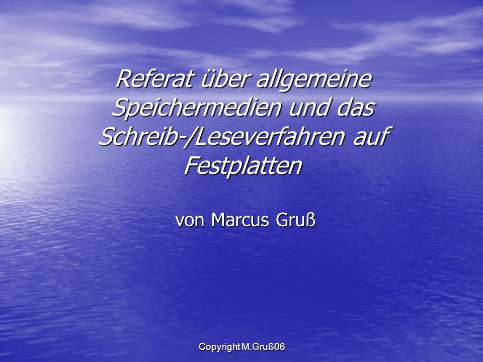 Referat über allgemeine Speichermedien und das Schreib-/Leseverfahren auf Festplatten