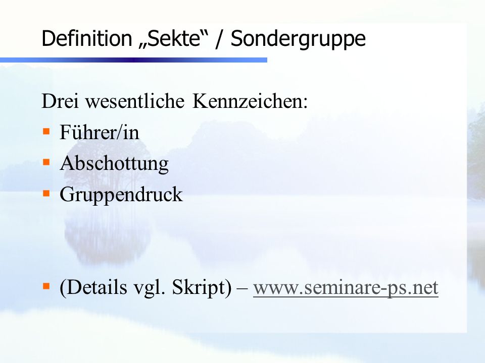 Definition „Sekte / Sondergruppe