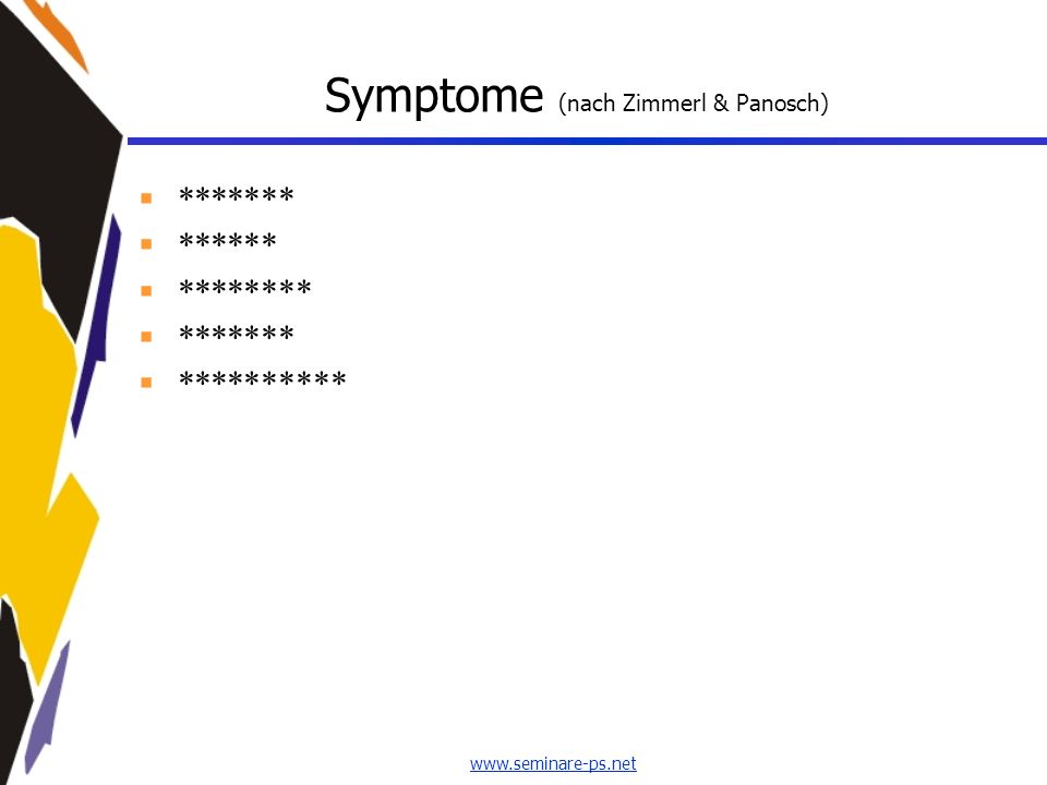 Symptome (nach Zimmerl & Panosch)