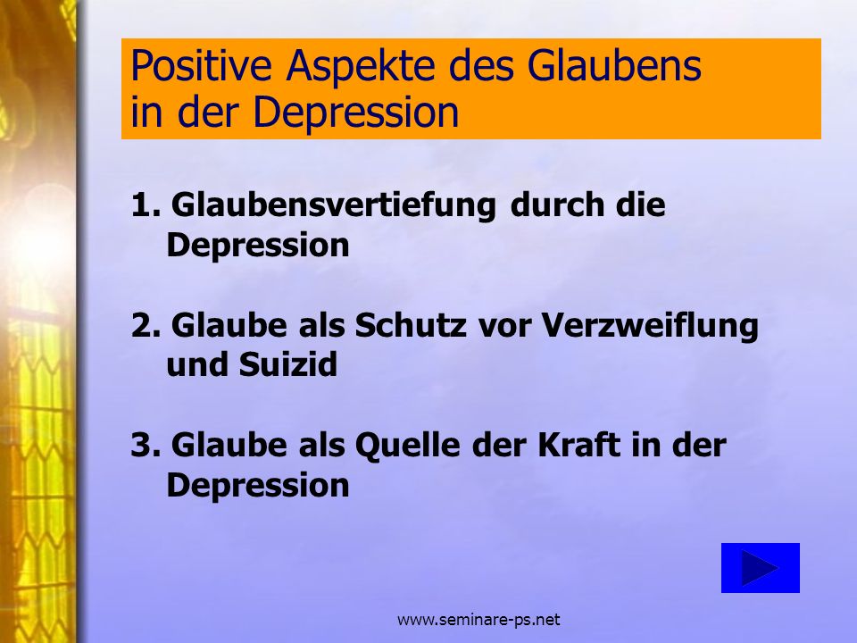 Positive Aspekte des Glaubens in der Depression