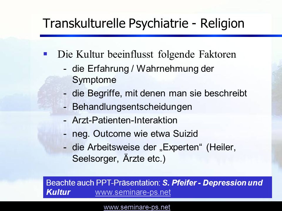 Transkulturelle Psychiatrie - Religion