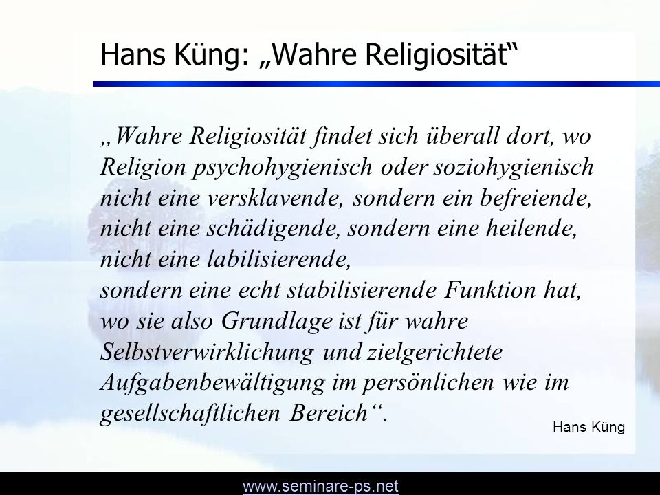 Hans Küng: „Wahre Religiosität