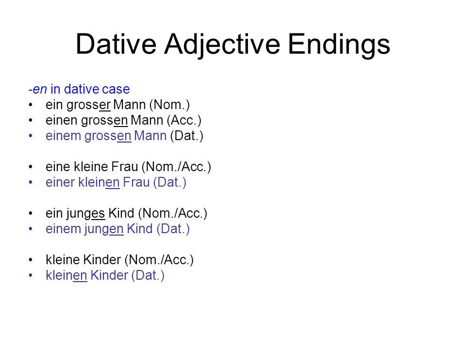 Dative Adjective Endings
