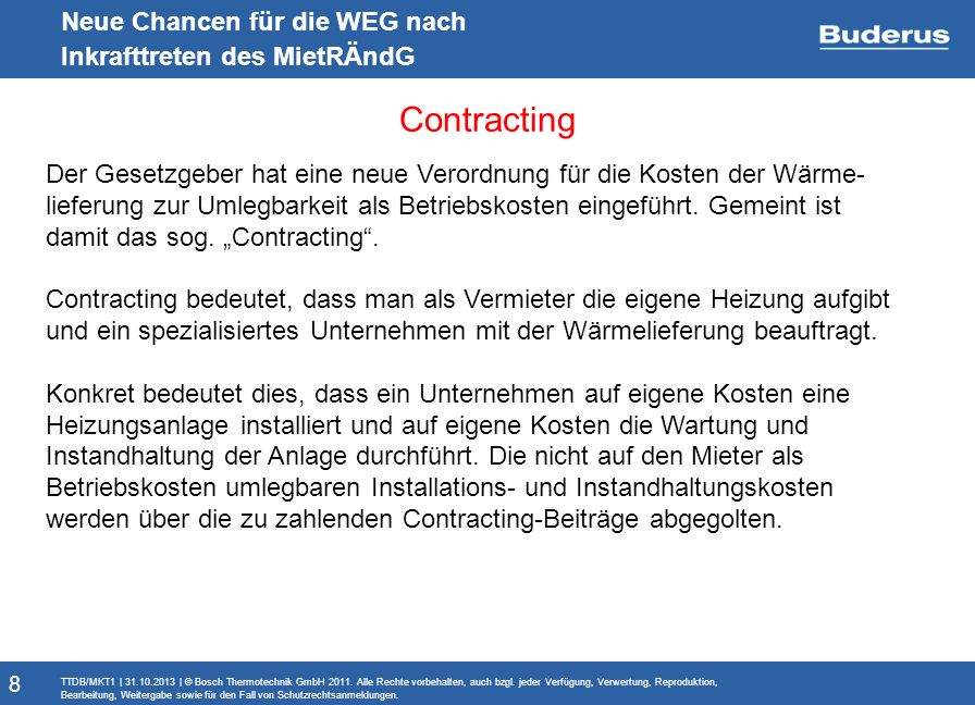 Contracting Neue Chancen für die WEG nach Inkrafttreten des MietRÄndG