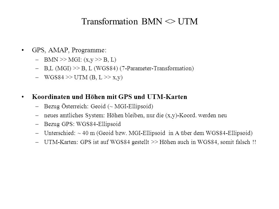 Transformation BMN <> UTM