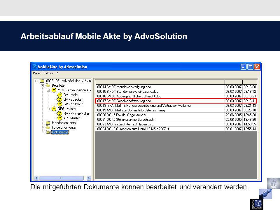 Arbeitsablauf Mobile Akte by AdvoSolution