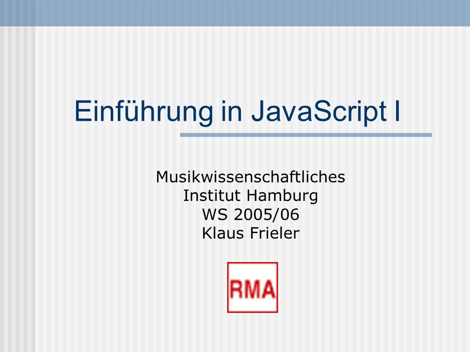 Einführung in JavaScript I