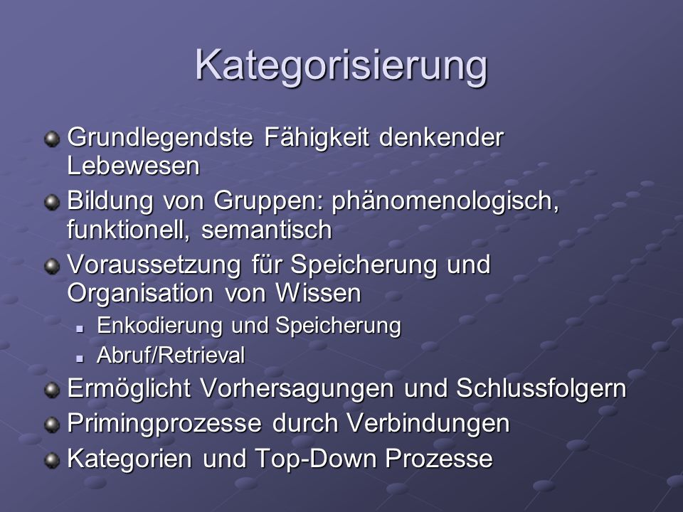 Kategorisierung Grundlegendste Fähigkeit denkender Lebewesen