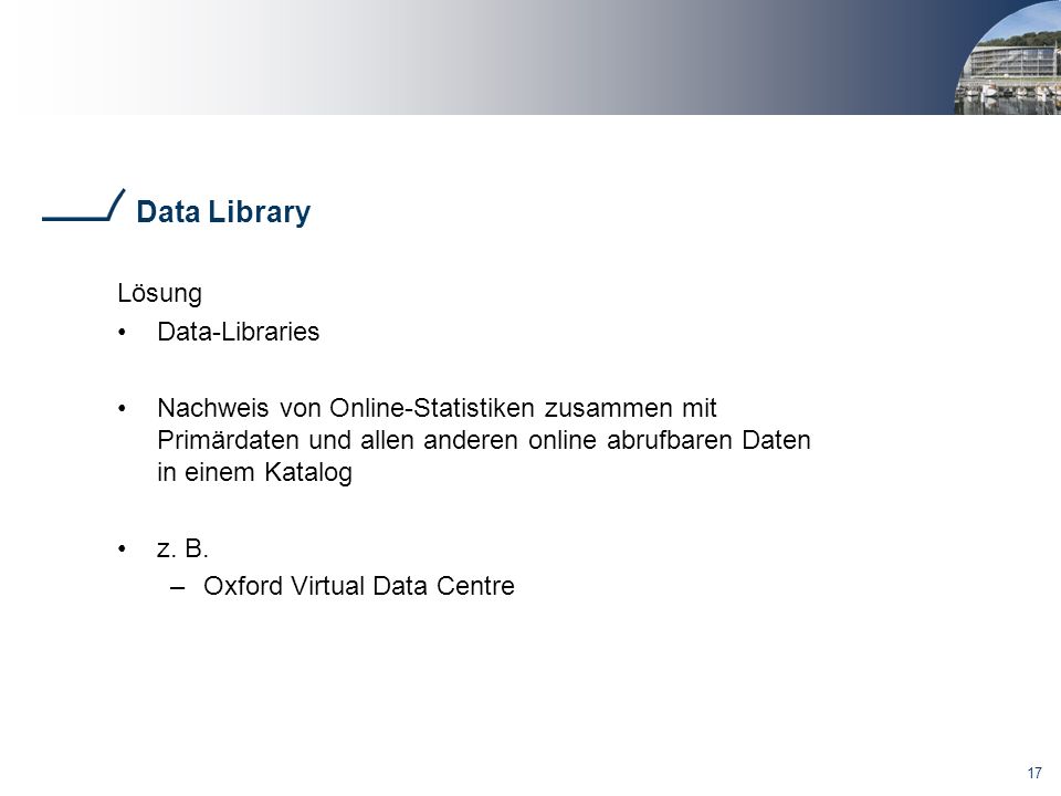 Data Library Lösung Data-Libraries