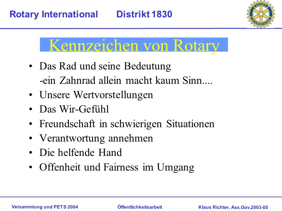 Kennzeichen von Rotary