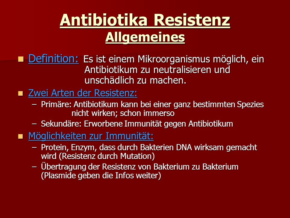 Antibiotika Resistenz Allgemeines
