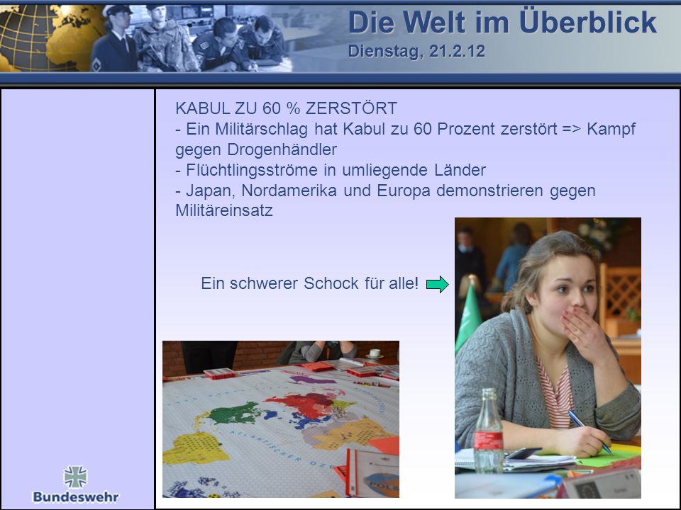 Die Welt im Überblick Dienstag, KABUL ZU 60 % ZERSTÖRT