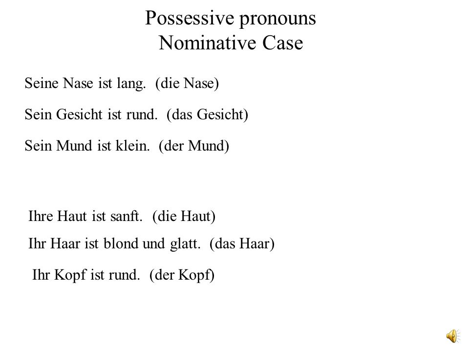Possessive pronouns Nominative Case