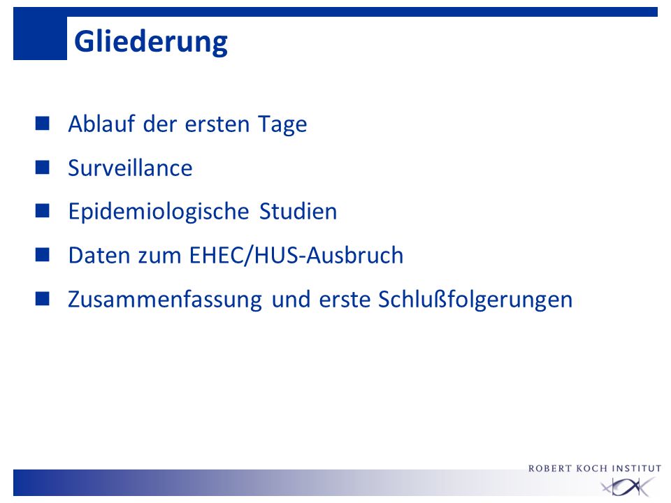 Gliederung Ablauf der ersten Tage Surveillance