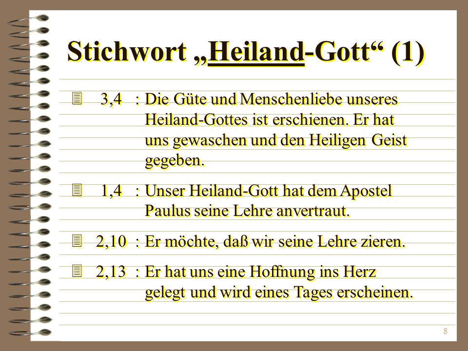 Stichwort „Heiland-Gott (1)