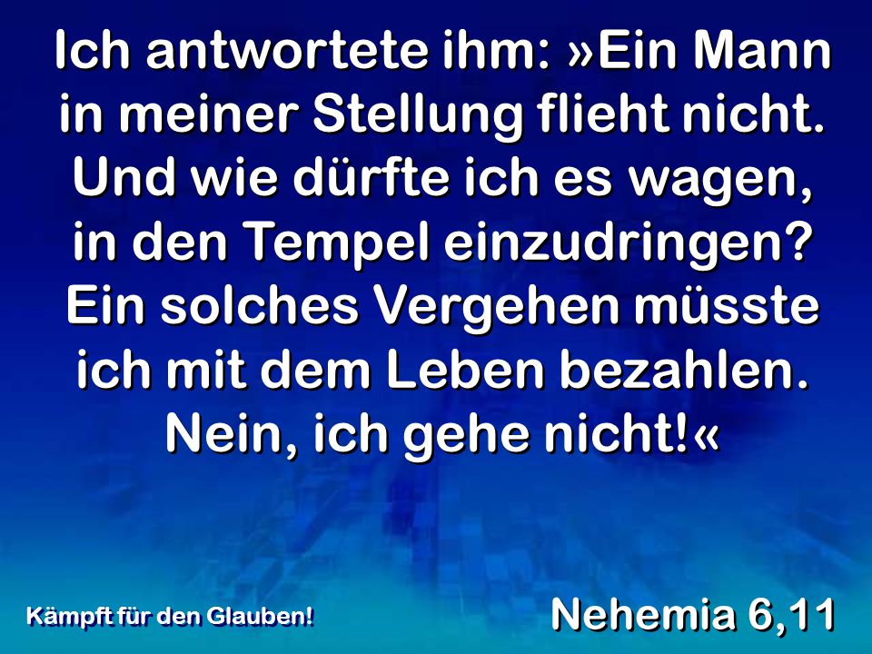 Ich antwortete ihm: »Ein Mann in meiner Stellung flieht nicht