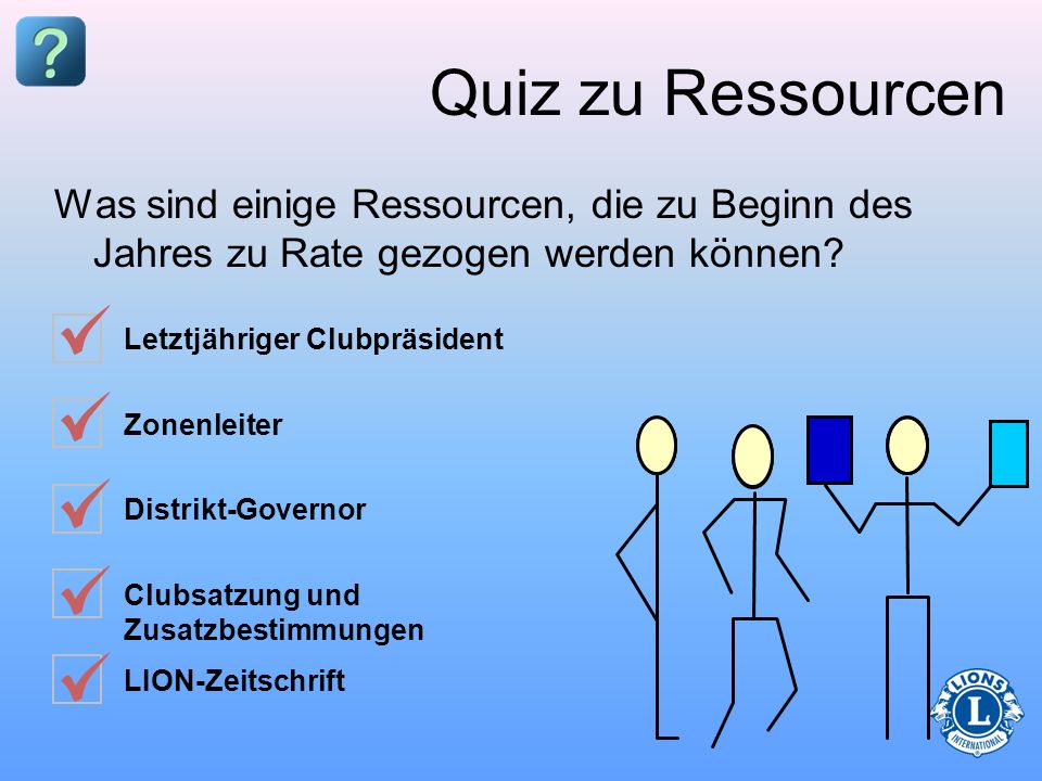 Quiz zu Ressourcen Was sind einige Ressourcen, die zu Beginn des Jahres zu Rate gezogen werden können
