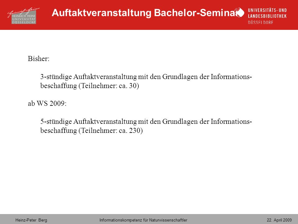 Auftaktveranstaltung Bachelor-Seminar