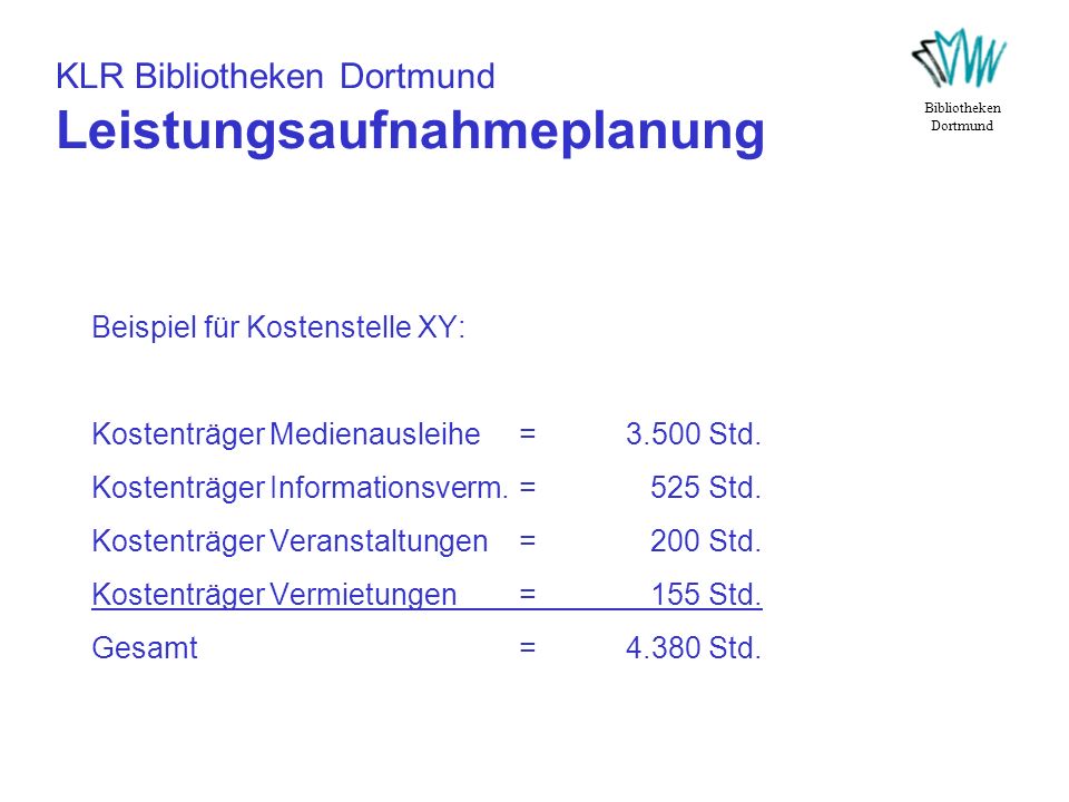 KLR Bibliotheken Dortmund Leistungsaufnahmeplanung
