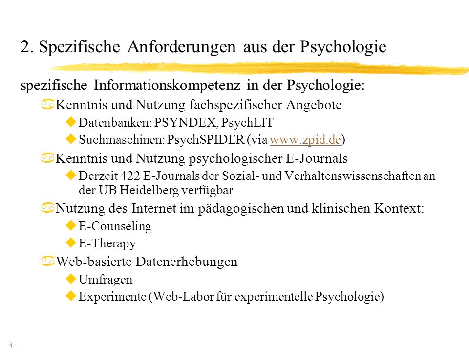 2. Spezifische Anforderungen aus der Psychologie
