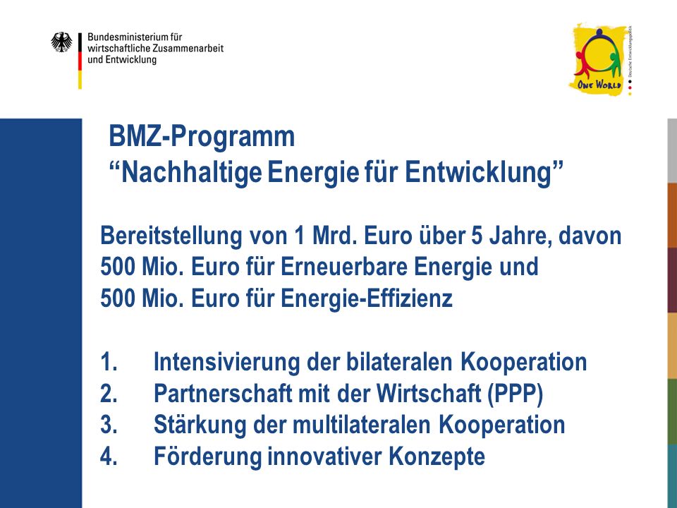 BMZ-Programm Nachhaltige Energie für Entwicklung
