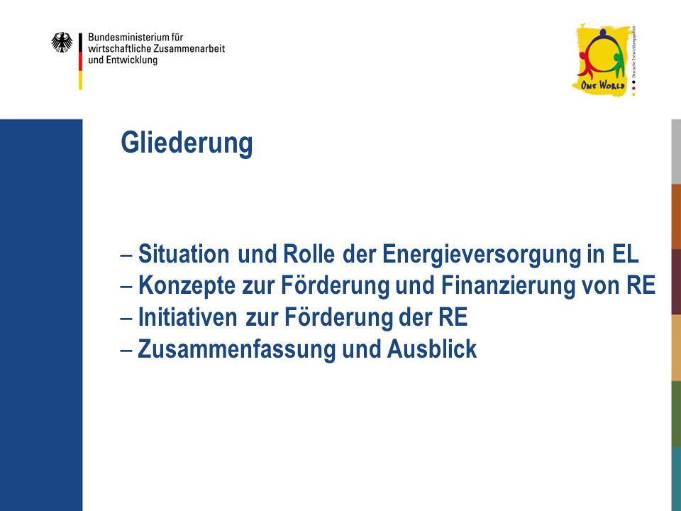 Gliederung Situation und Rolle der Energieversorgung in EL