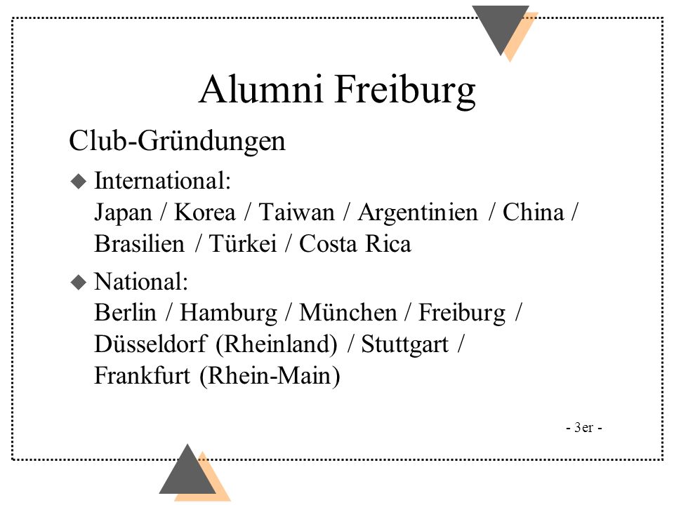 Alumni Freiburg Club-Gründungen