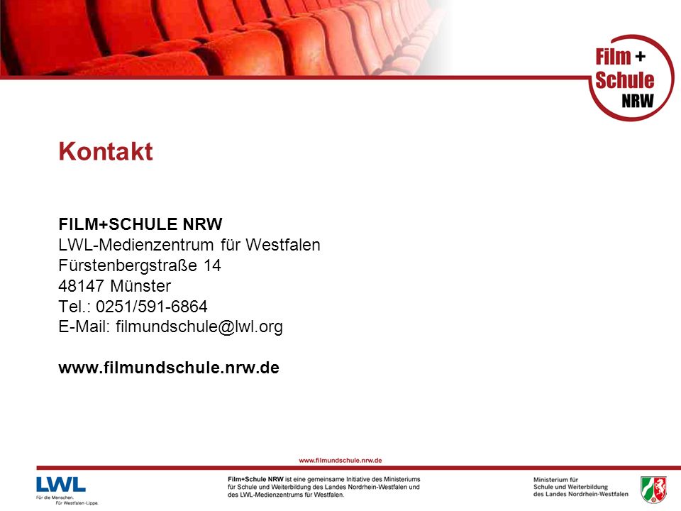 Kontakt FILM+SCHULE NRW LWL-Medienzentrum für Westfalen