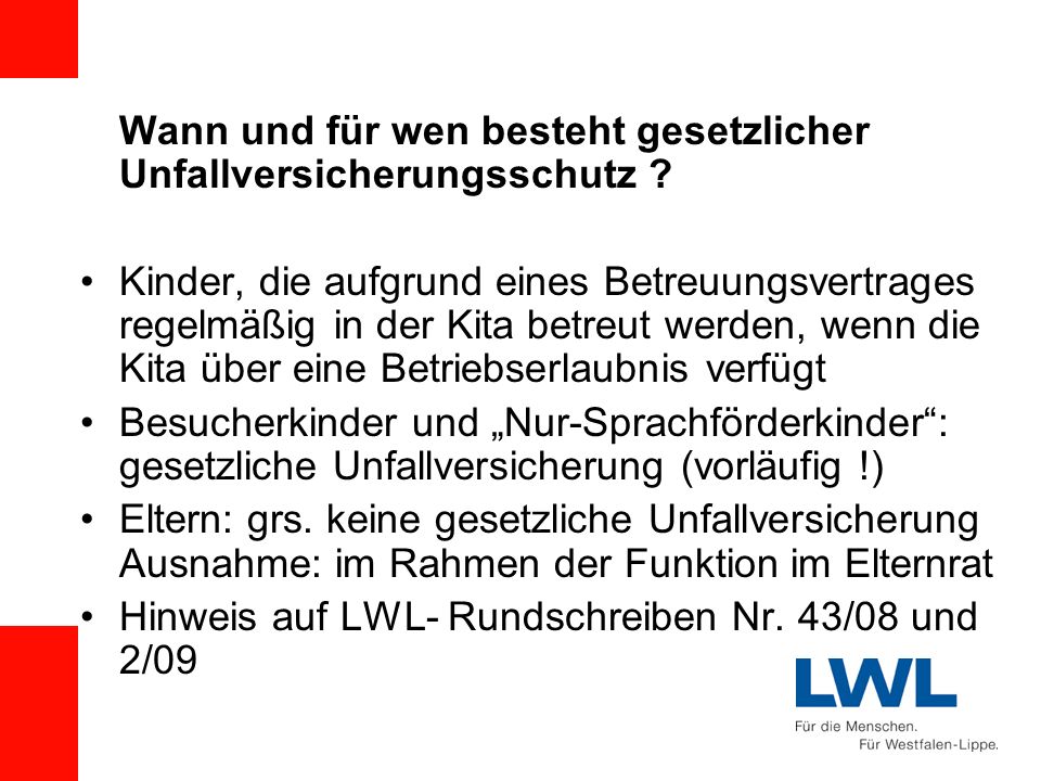 Hinweis auf LWL- Rundschreiben Nr. 43/08 und 2/09