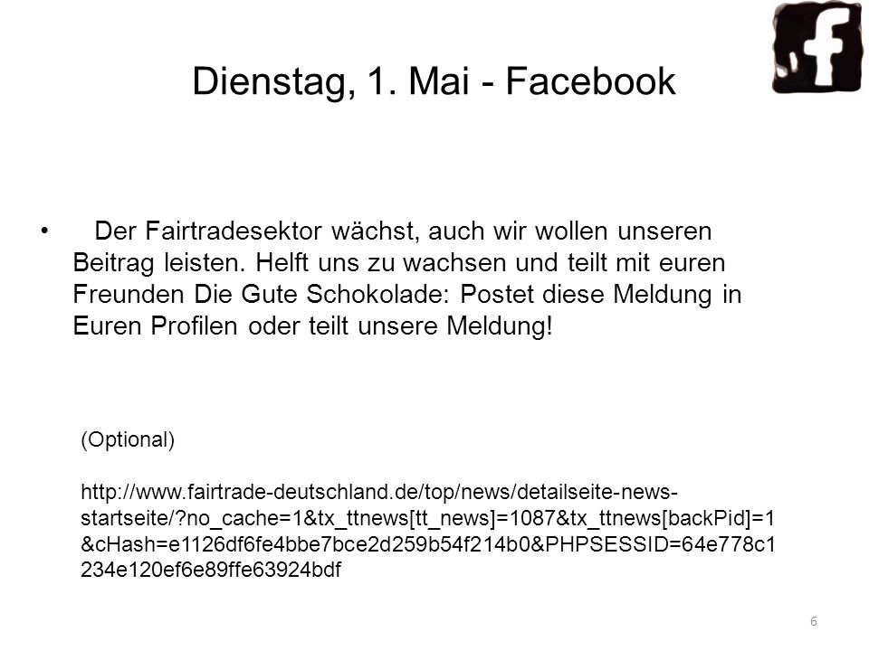 Dienstag, 1. Mai - Facebook