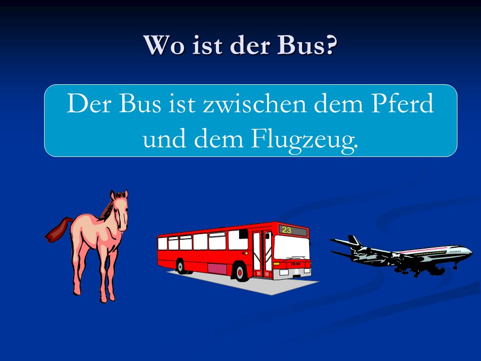 Der Bus ist zwischen dem Pferd