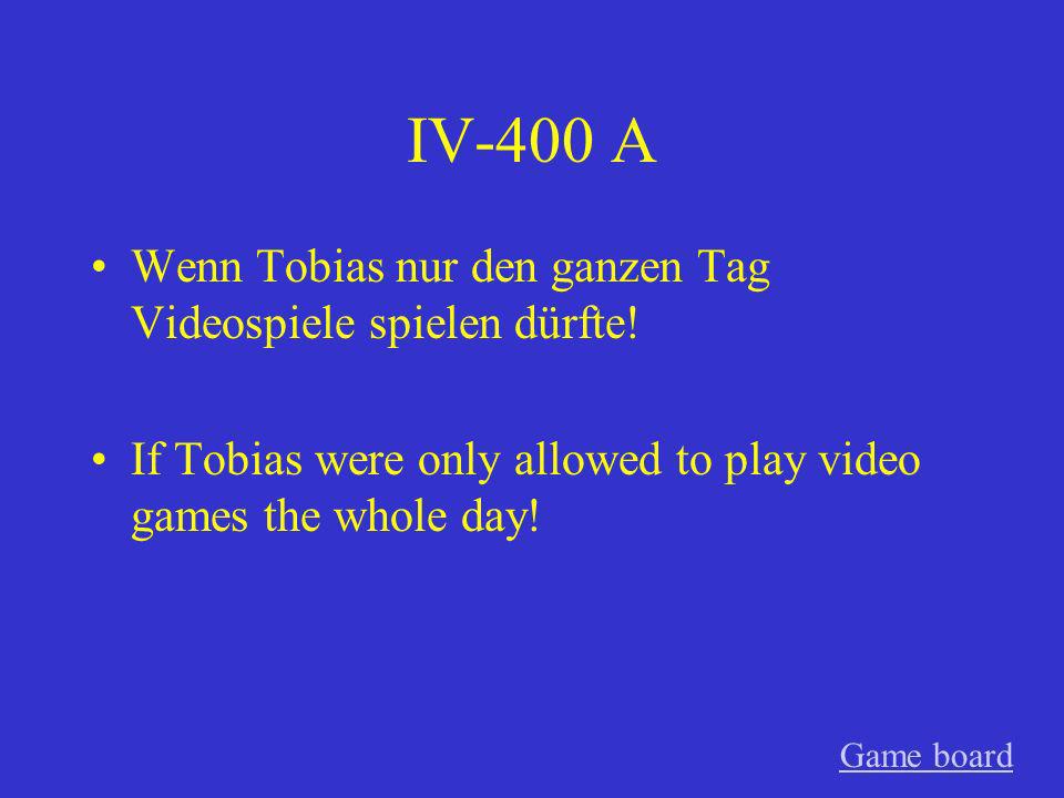 IV-400 A Wenn Tobias nur den ganzen Tag Videospiele spielen dürfte!