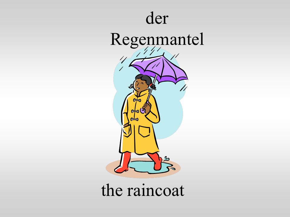 der Regenmantel the raincoat