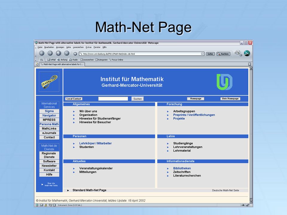 Math-Net Page IuK 2003