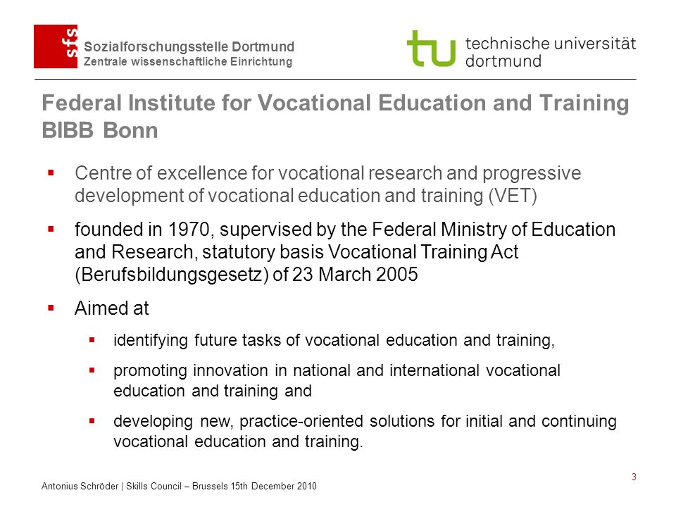 Federal Institute for Vocational Education and Training BIBB Bonn