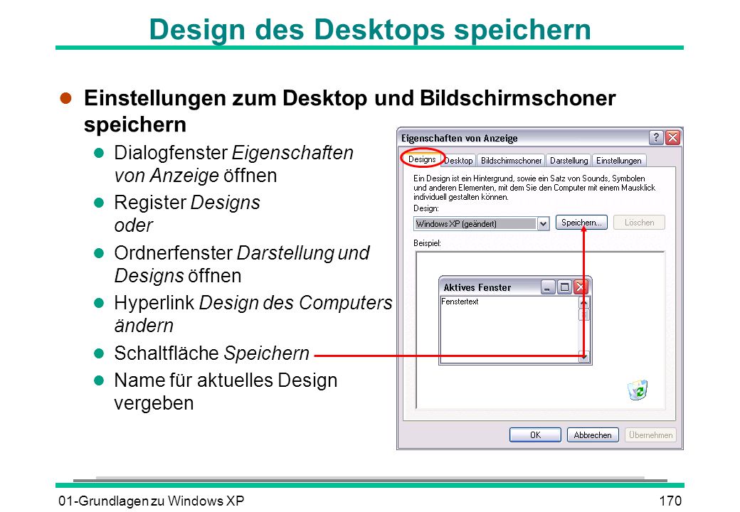 Design des Desktops speichern