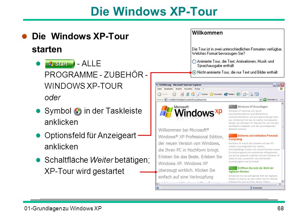 Die Windows XP-Tour Die Windows XP-Tour starten