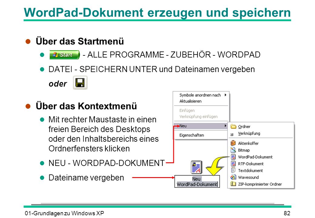 WordPad-Dokument erzeugen und speichern