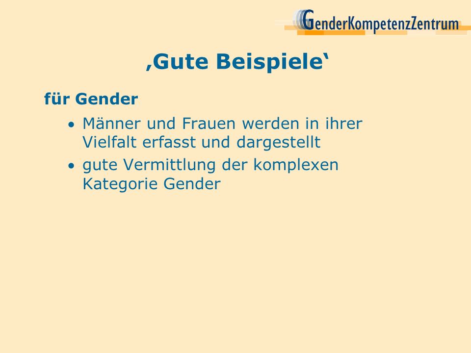 ‚Gute Beispiele‘ für Gender