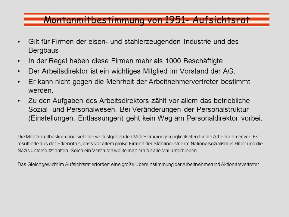 Montanmitbestimmung von Aufsichtsrat