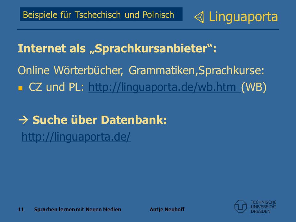 Linguaporta Internet als „Sprachkursanbieter :